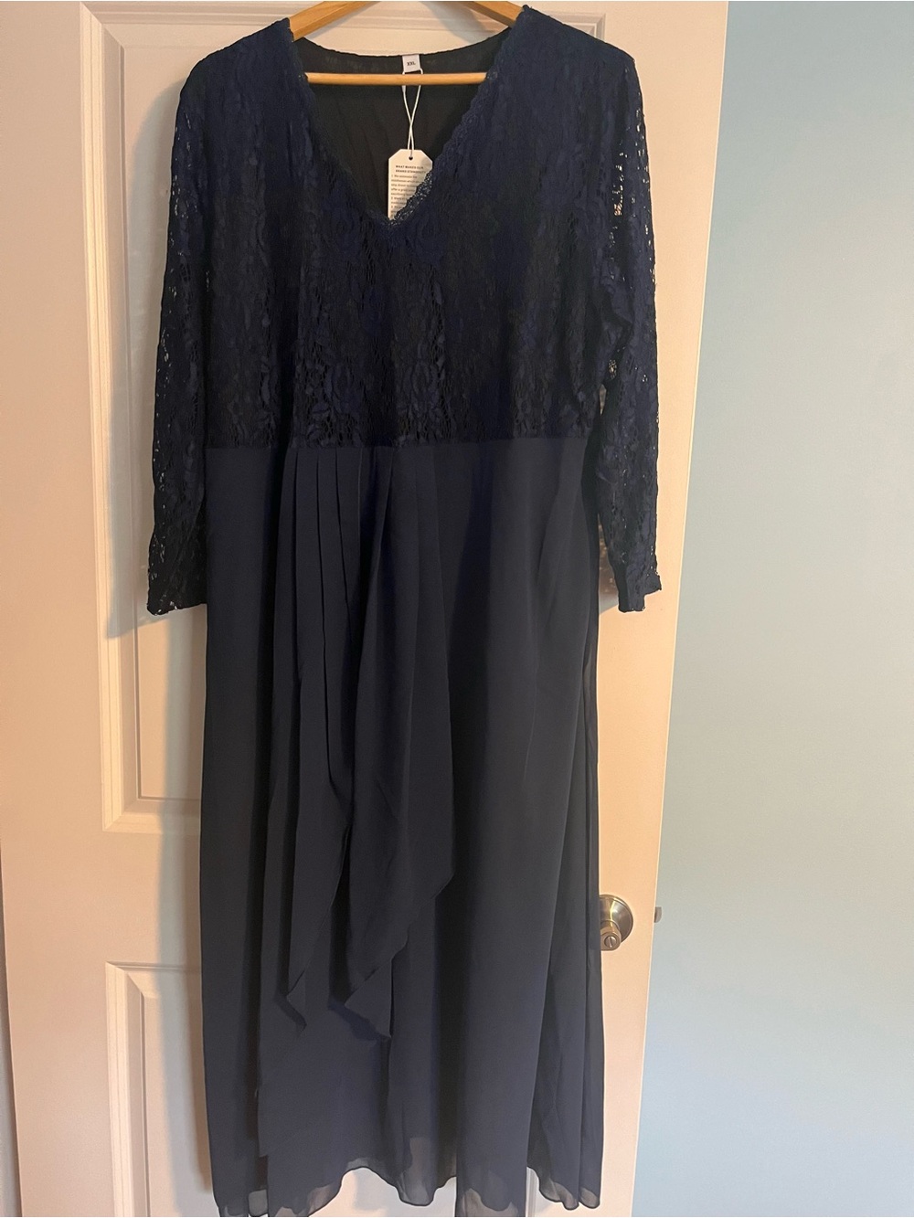 NWT Navy Lace & Chiffon Midi Dress Size XXL